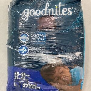 17 COUNT GOODNITES BOYS’ NIGHTTIME BEDWETTING UNDERWEAR SIZE LARGE (L) 68-95 lbs